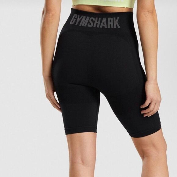 Gymshark Black Flex High Rise 8 Inch Cycling Bike Athletic Shorts Small - Picture 1 of 11